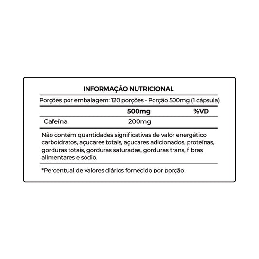 CÁPSULAS | Cafeína 200mg (120 cápsulas)